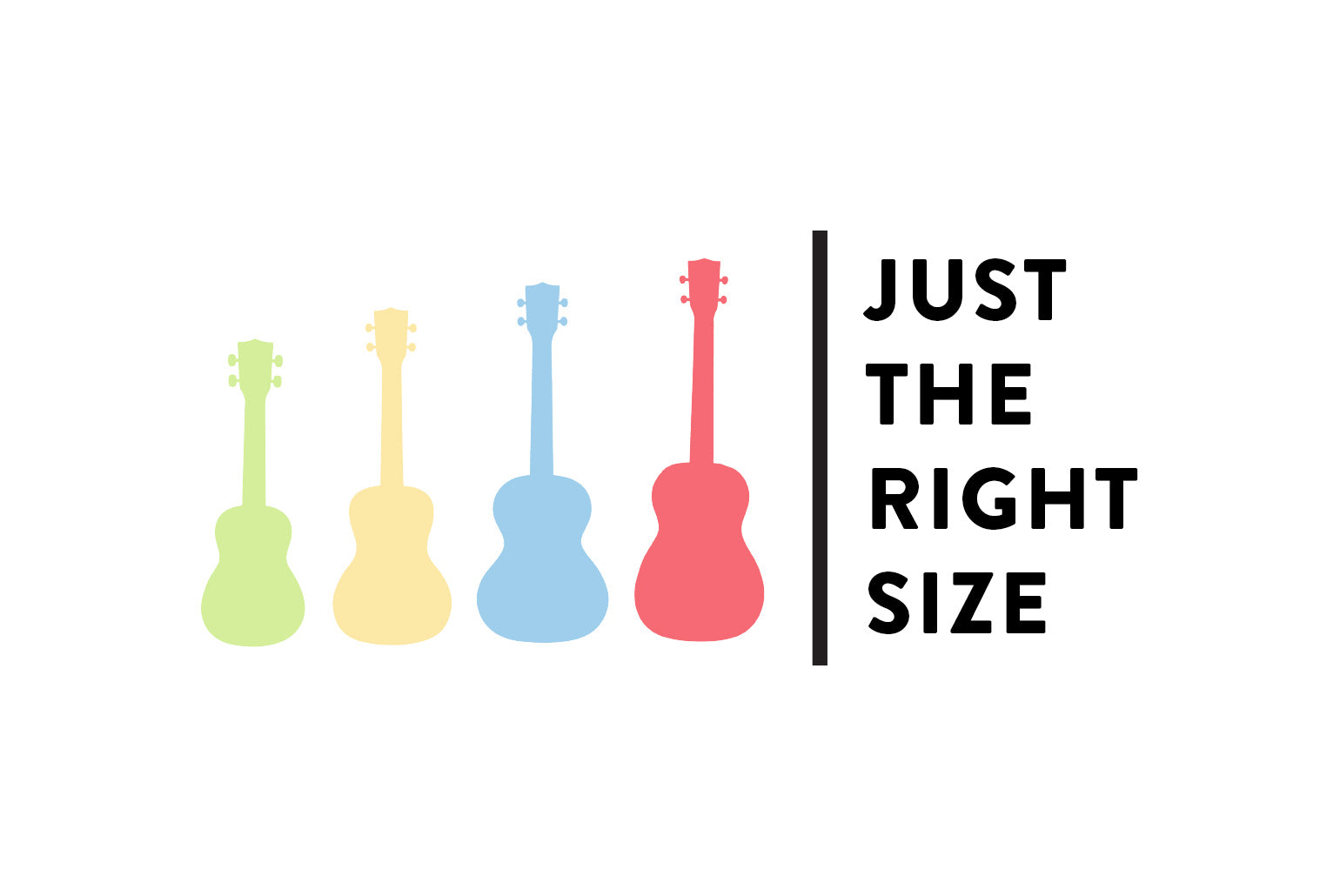 Ukulele Size Chart with Soprano, Concert, Tenor, and Baritone sizes