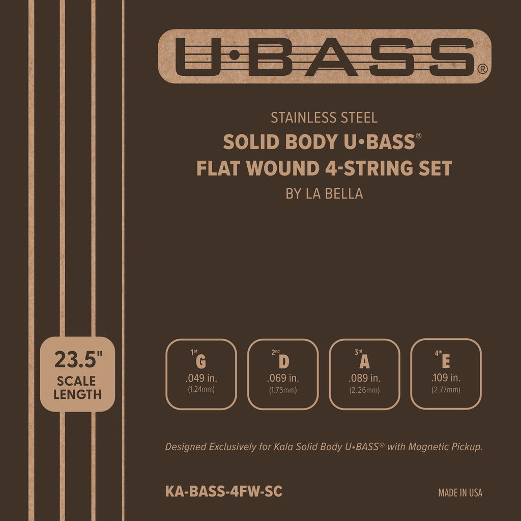 Stainless Steel Solid Body U•BASS® Flat Wound 4String Set Kala Brand Music Co.™