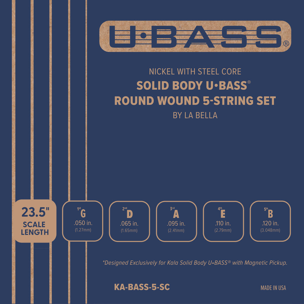 Nickel with Steel Core Solid Body U•BASS® Round Wound 5-String Set