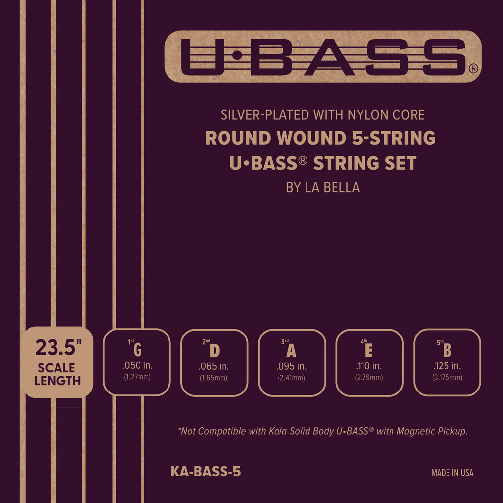 Silver-Plated Nylon Core Round Wound U•BASS® 5-String Set
