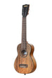 A Curly Mango Soprano Long Neck Ukulele shown at a left angle
