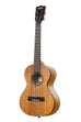 A Curly Mango Tenor Ukulele shown at a left angle