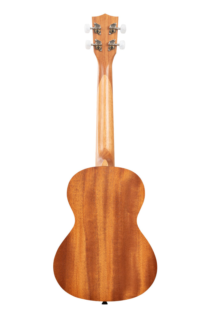 A Courage Mahogany Tenor Ukulele shown at a back angle