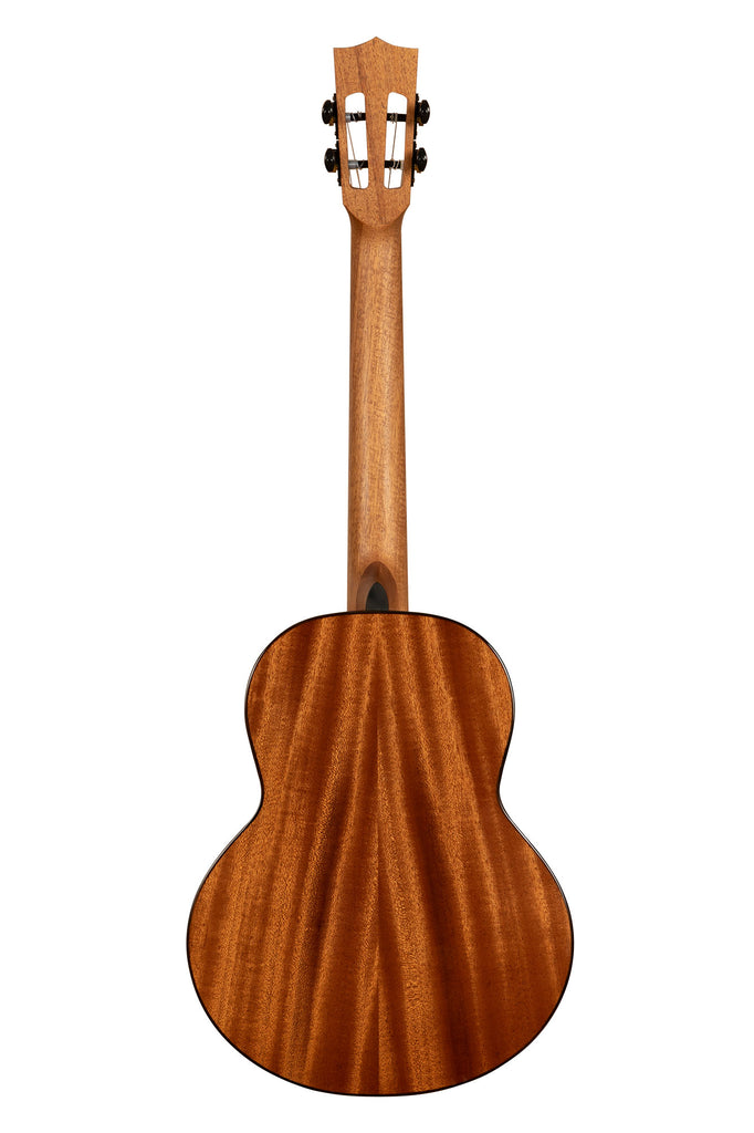 A Contour All Solid Gloss Mahogany Baritone Ukulele w/ Bag shown at a back angle