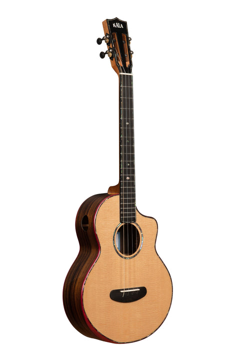 Contour Deluxe All Solid Gloss Spruce Rosewood Baritone Ukulele w/ Cutaway and Bag