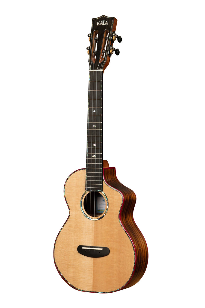 Contour Deluxe All Solid Gloss Spruce Rosewood Tenor Ukulele w/ Cutaway and Bag