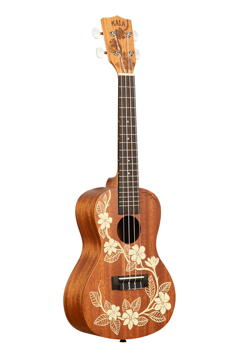 A Gardenia Mahogany Concert Ukulele shown at a right angle