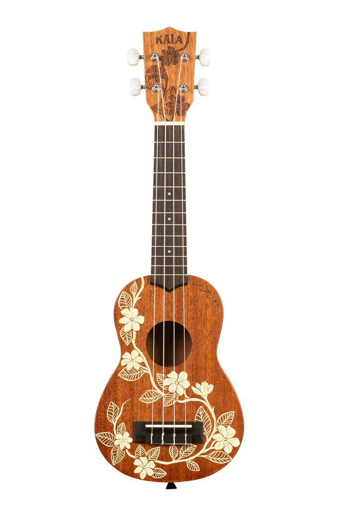 A Gardenia Mahogany Soprano Ukulele shown at a front angle