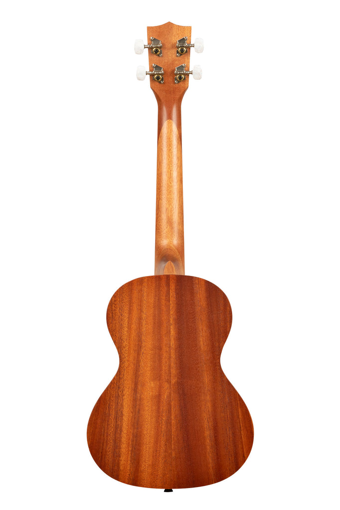 A Gardenia Mahogany Tenor Ukulele shown at a back angle