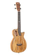 A Revelator® Night Owl Mango Tenor Ukulele shown at a right angle