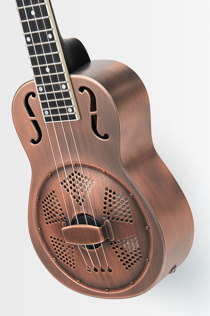 Brushed Copper Baritone Resonator Ukulele with Bag