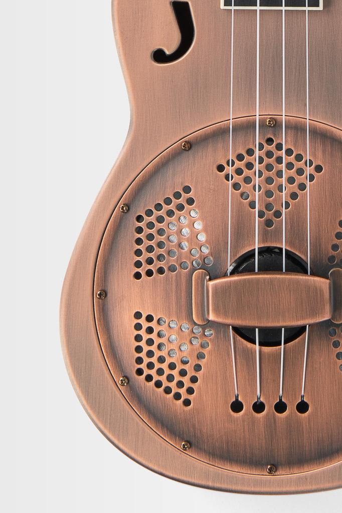 Brushed Copper Baritone Resonator Ukulele with Bag