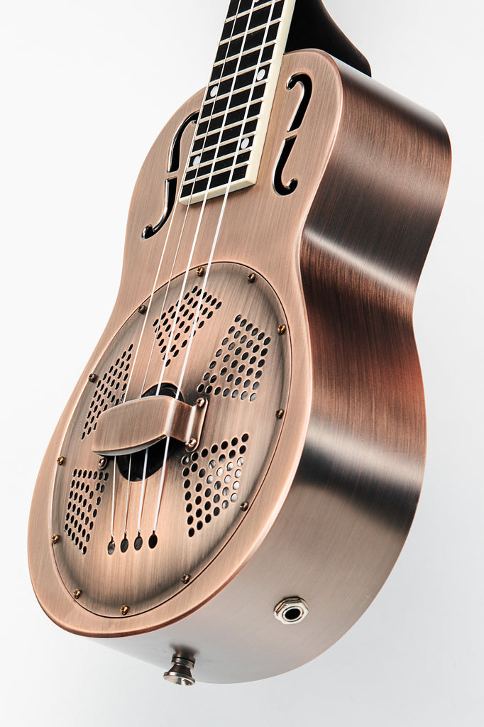 Brushed Copper Tenor Resonator Ukulele with Bag