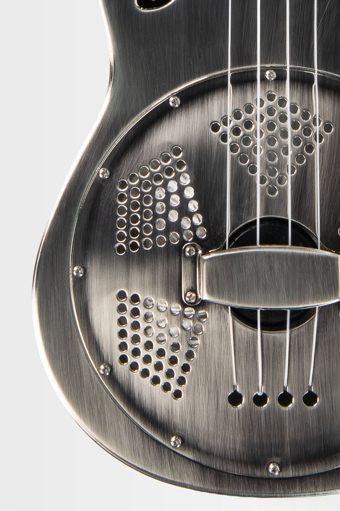 Brushed Nickel Tenor Resonator Ukulele with Bag