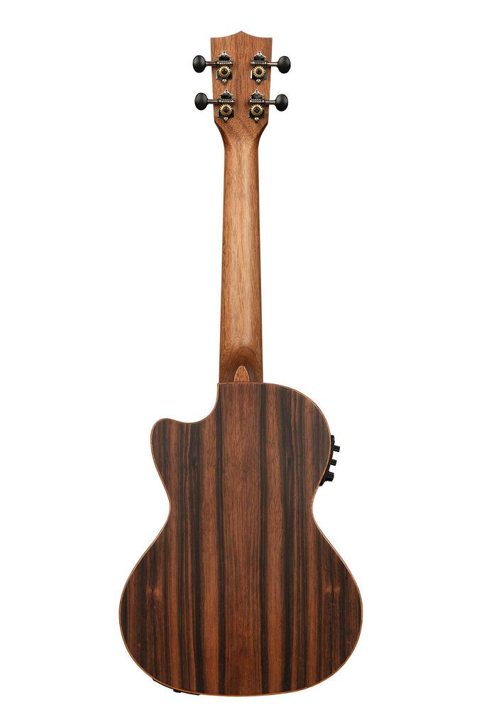 Solid Spruce Top Striped Ebony Tenor Ukulele w/Cutaway and EQ