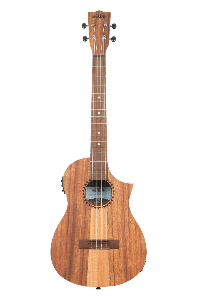 A Teak Tri-Top Baritone Ukulele w/ Cutaway & EQ shown at a front angle