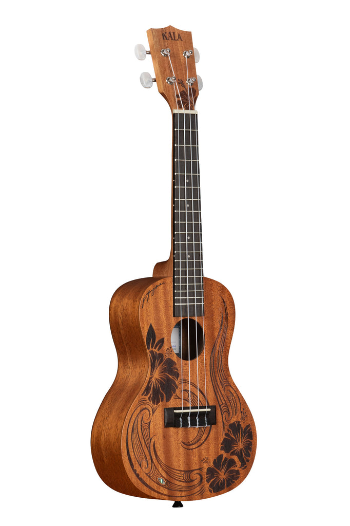 A Unity Mahogany Concert Ukulele shown at a right angle