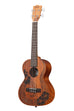 A Unity Mahogany Tenor Ukulele shown at a left angle