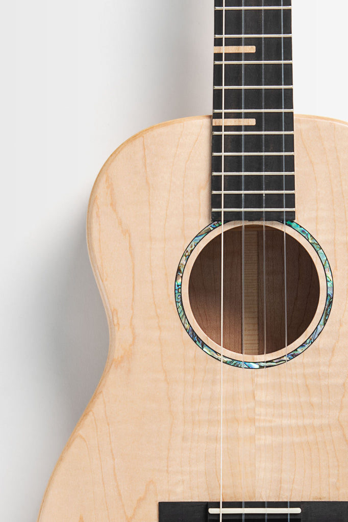 All Solid Flame Maple Waterfall Baritone Ukulele