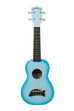 A Light Blue Burst Soprano Dolphin Ukulele shown at a front angle