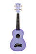 A Purple Burst Soprano Dolphin Ukulele shown at a front angle