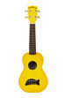 A Yellow Burst Soprano Dolphin Ukulele shown at a front angle