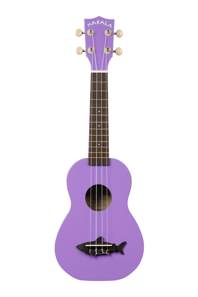 A Sea Urchin Purple Soprano Shark Ukulele shown at a front angle