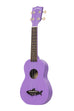 A Sea Urchin Purple Soprano Shark Ukulele shown at a left angle