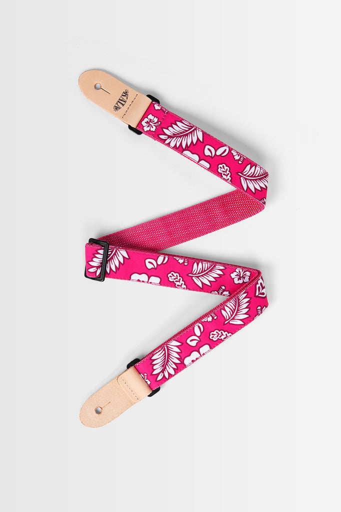 Hibiscus Print Ukulele Strap - Pink