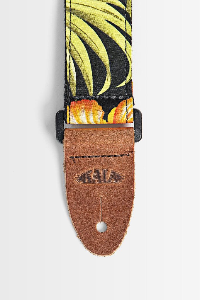 Hibiscus Black USA Made Ukulele Strap