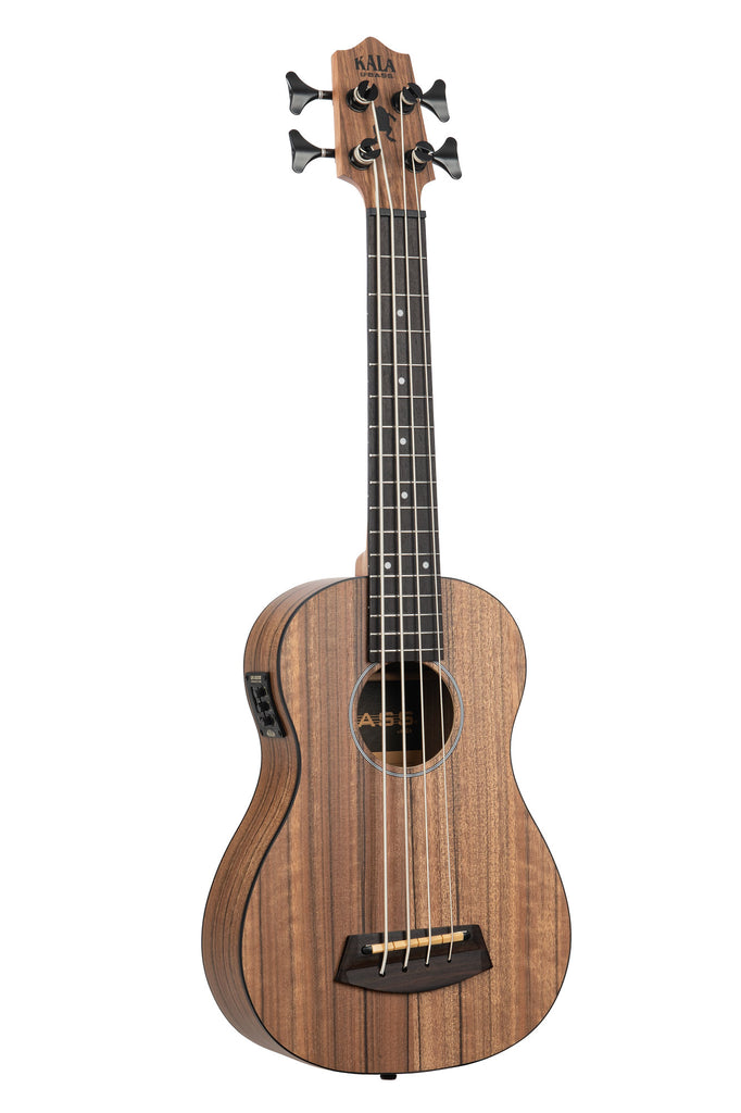 A Pacific Walnut Acoustic-Electric Fretted U•BASS® shown at a right angle