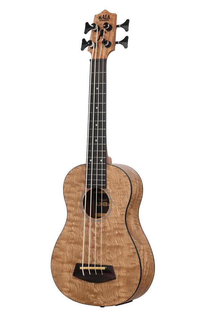 A Quilted Ash Acoustic-Electric Fretted U•BASS® shown at a left angle