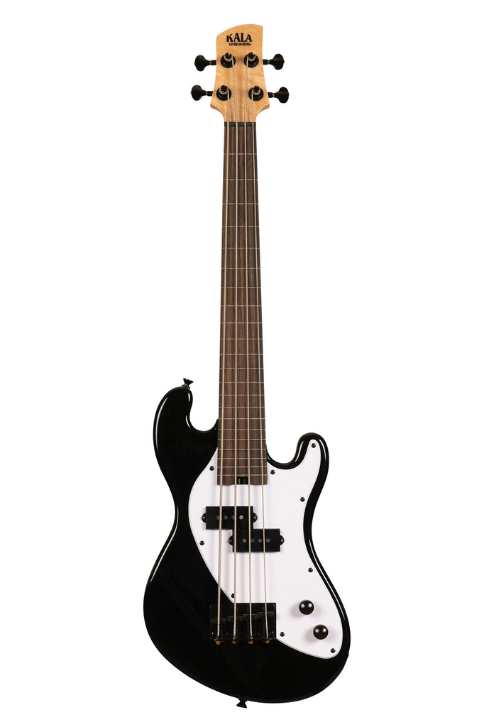 A Solid Body 4-String Jet Black Fretless U•BASS® shown at a front angle