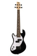 A Solid Body 4-String Jet Black Fretted U•BASS® Left Handed shown at a front angle