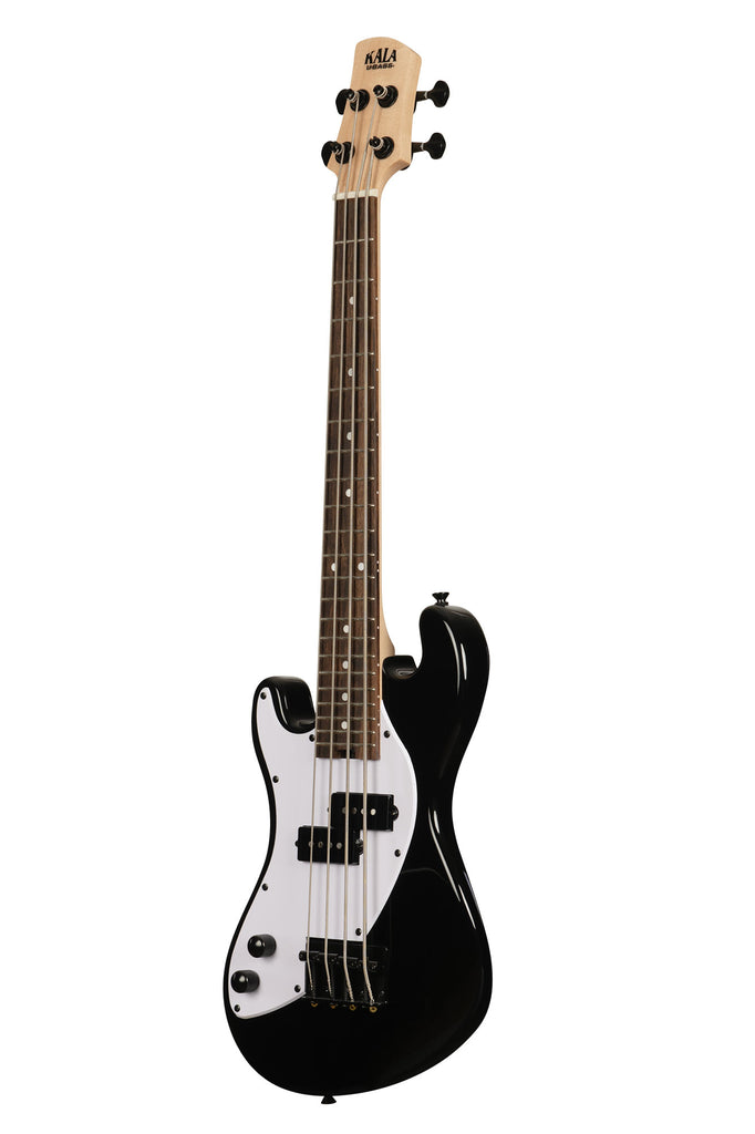A Solid Body 4-String Jet Black Fretted U•BASS® Left Handed shown at a left angle