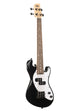 A Solid Body 4-String Jet Black Fretted U•BASS® shown at a right angle