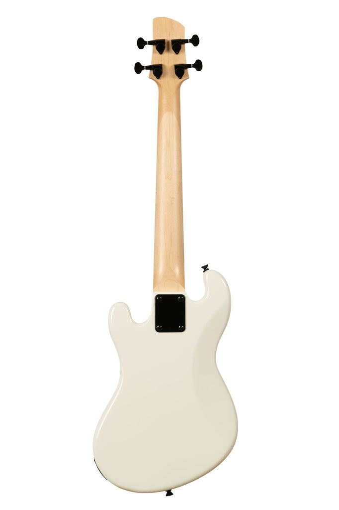 A Solid Body 4-String Sweet Cream Fretted U•BASS® shown at a back angle