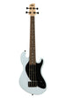 A Solid Body 4-String Powder Blue Fretted U•BASS® shown at a front angle