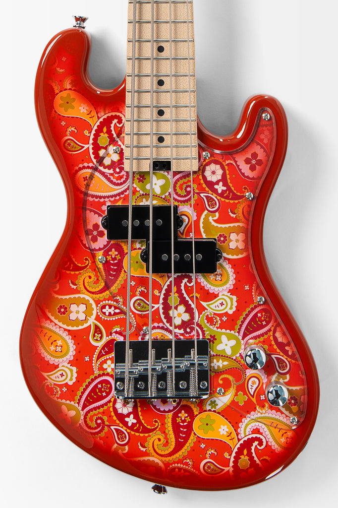 PREORDER: Solid Body 4-String Paisley Orange Burst Fretted U•BASS®