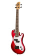 A Solid Body 4-String Candy Apple Red Fretted U•BASS® shown at a left angle
