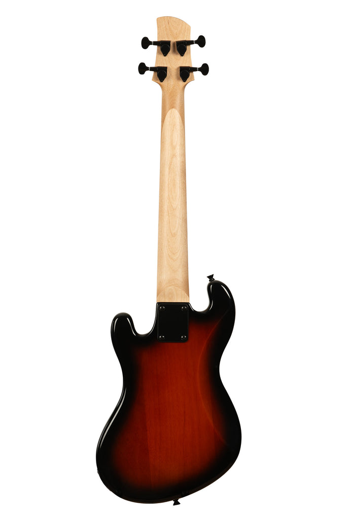 A Solid Body 4-String Sunburst Fretless U•BASS® shown at a back angle
