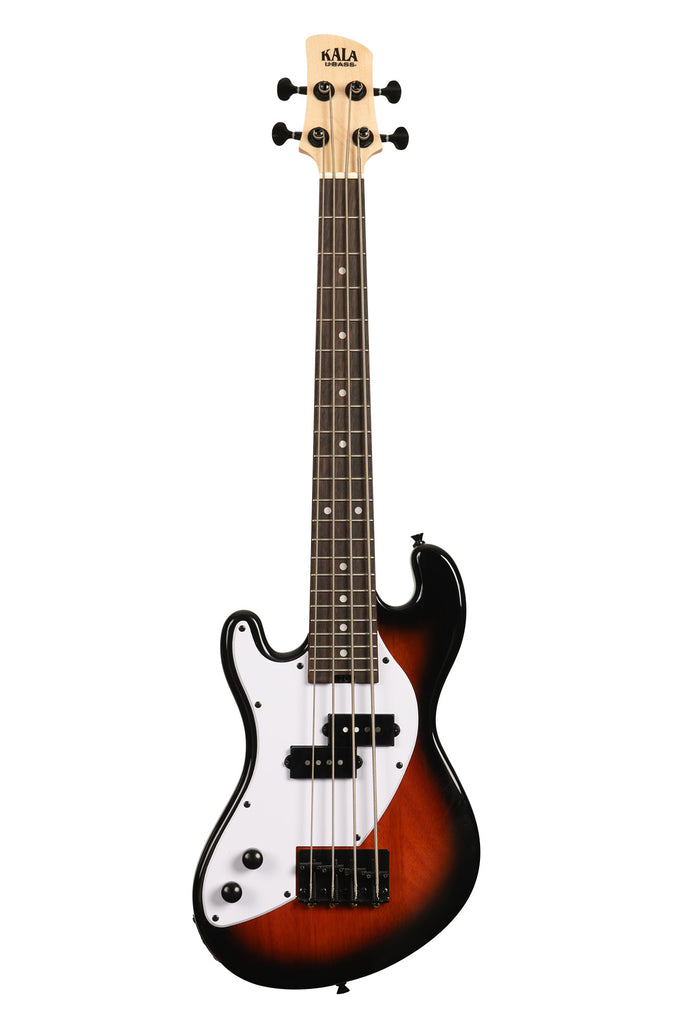 A Solid Body 4-String Sunburst Fretted U•BASS® Left Handed shown at a front angle