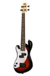 A Solid Body 4-String Sunburst Fretted U•BASS® Left Handed shown at a left angle