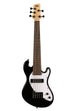 A Solid Body 5-String Jet Black Fretless U•BASS® shown at a front angle