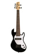 A Solid Body 5-String Jet Black Fretted U•BASS® shown at a front angle