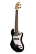 A Solid Body 5-String Jet Black Fretted U•BASS® shown at a left angle