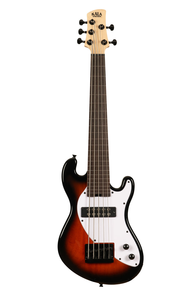 A Solid Body 5-String Sunburst Fretless U•BASS® shown at a front angle
