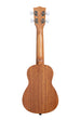A Satin Mahogany Soprano Ukulele with Hawaiian Islands shown at a back angle