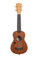 A Satin Mahogany Soprano Ukulele with Hawaiian Islands shown at a front angle