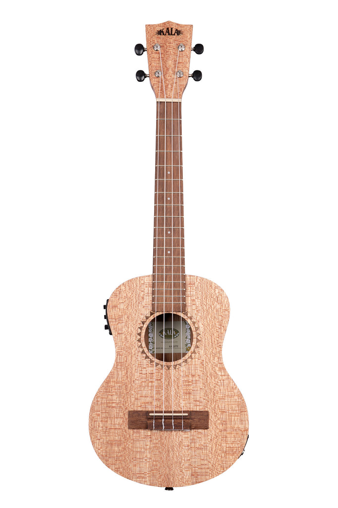 A Burled Meranti Tenor Ukulele w/ EQ shown at a front angle